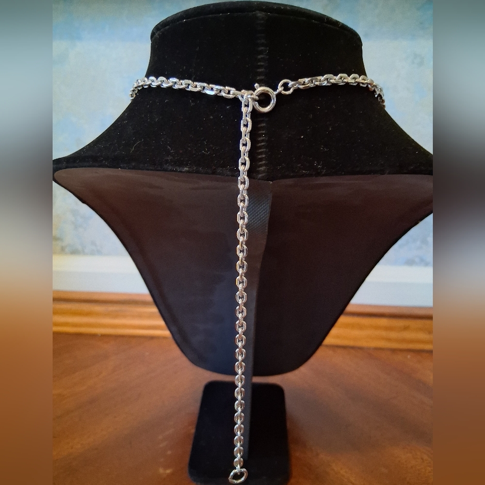 Trifari Vintage Silver Filigree Cross Necklace - Picture 5 of 6